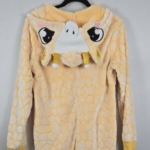 Weekend Edition One Piece Overall Plush Giraffe Animal Hooded Adult Onsie Size L